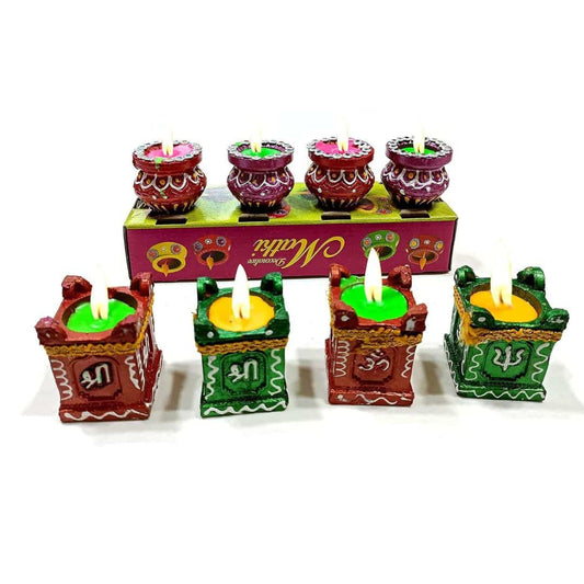 LX INDIA Diyas CraftVatika 8 Diwali Diya Combo of and Matki Diya
