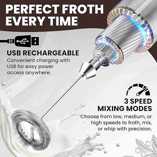 LX INDIA Electric Milk Frother Desi BAE Frother Electric with Double Whisk | C Type Rechargeable
