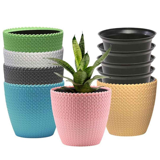 LX INDIA Self-watering plant pots DOAP 5 Self Watering Pots Setwith Inner Liner Pots (Assorted)