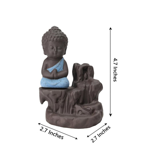 LX INDIA Buddha Monk eCraftIndia Meditating Monk Buddha Smoke MSBIH101_BLU (PACK OF 2)