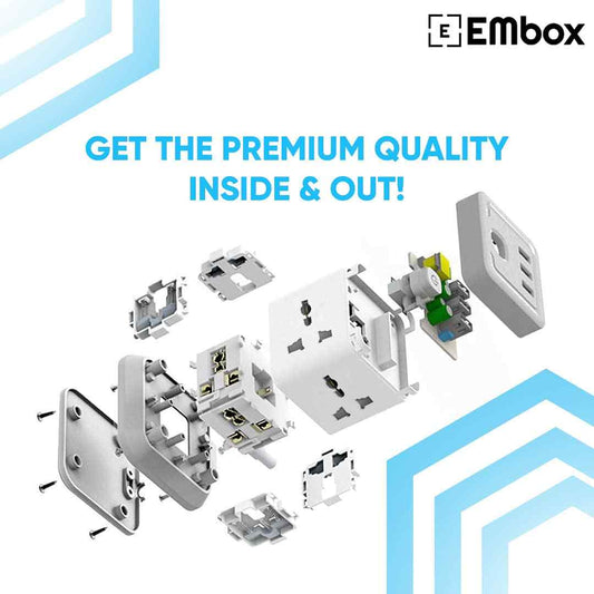 LX INDIA Smart Extension Code EMBOX Cube Extension Board with USB Port Universal Sockets and USB (2.4 A) (QC 3.0) Extension Board with Switches Overload Protector, Indicator, 2 Meter Extension Cord