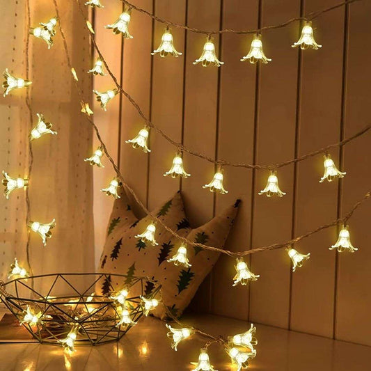 LX INDIA light Gesto Serial String Lights - 14 LED Crystal Lily, 10 Feet Warm White Fairy Lights for Home, PACK OF 2