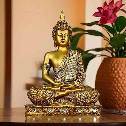 LXINDIA Show Piece Global Grabbers Meditating Sitting Buddha Statue showpiece