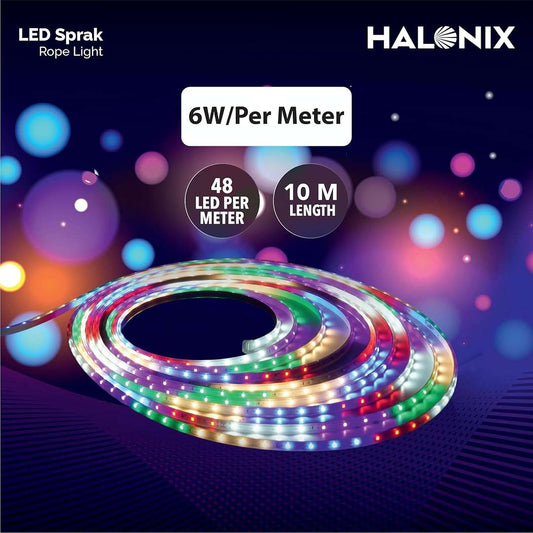 LX INDIA Led Light Halonix 10 Meter Multicolor 11W Rope Light |8 Light Modes | Ip65 Certified,Bis Approved | Fairy Light,String Light