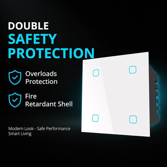 LX INDIA Wifi switch board HomeMate Wi-Fi Smart 4 Gang Touch Switch (White, Pack of 1) | No Hub Required | Works with Amazon Alexa, Google Assistant & Siri