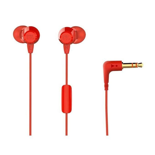 LX INDIA Headphone JBL C50HI, Wired in Ear Headphones with Mic Lightweight & Comfortable fit (Red)