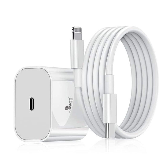 LX INDIA Mobile Charger Kratos 20W iPhone Charger Adapter&Original Cable (White)