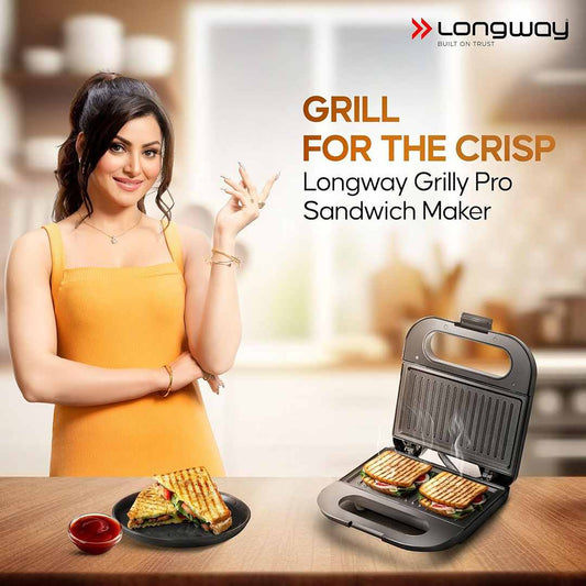 LX INDIA Electric Toaster Longway Grilly Pro 850 W Grill Sandwich Maker & Toaster | Non-stick Coating Cast Aluminum Plates