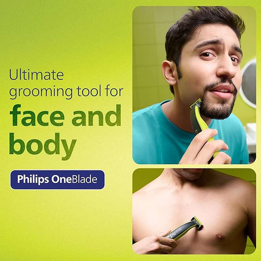 LX INDIA Trimmer Philips OneBlade Face & Body 2X Turbo | Dual-Sided Blade Electric Beard Trimmer & Shaver | QP2824/10