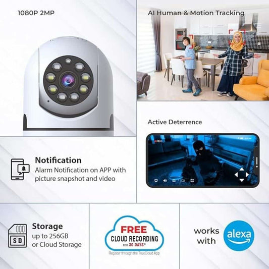 LX INDIA CCTV Camera Trueview 2MP Smart CCTV Wi-fi Home Security Camera with Pan Tilt 360