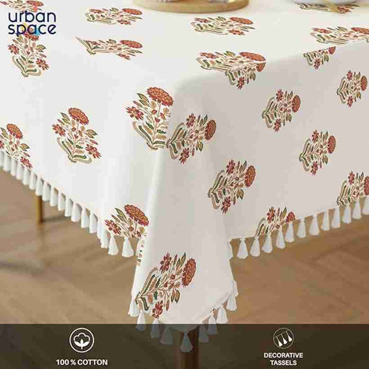 LX INDIA Table Cloth Urban Space 100% Cotton Table Cover for Square Dining Table (Liberty Maroon)