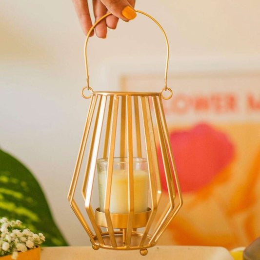 LX INDIA CANDLE HOLDER 10Club Conical Wire Lantern | Festive Gold Candle Holder