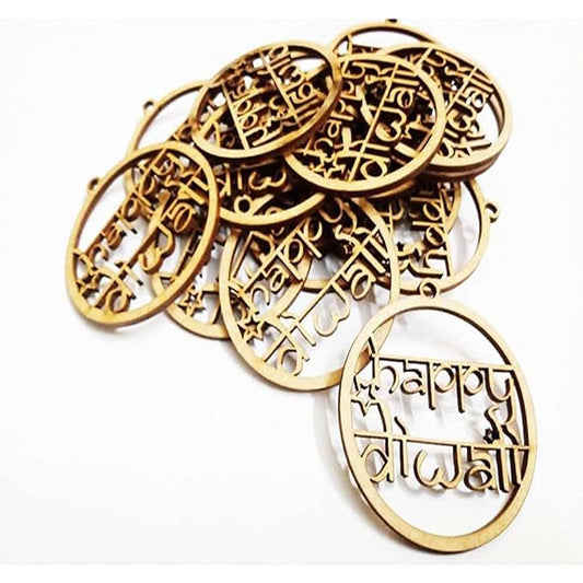 LX INDIA TAG 300Sparkles Art and Craft MDF Kraft Wooden Cutout Happy Diwali Tags