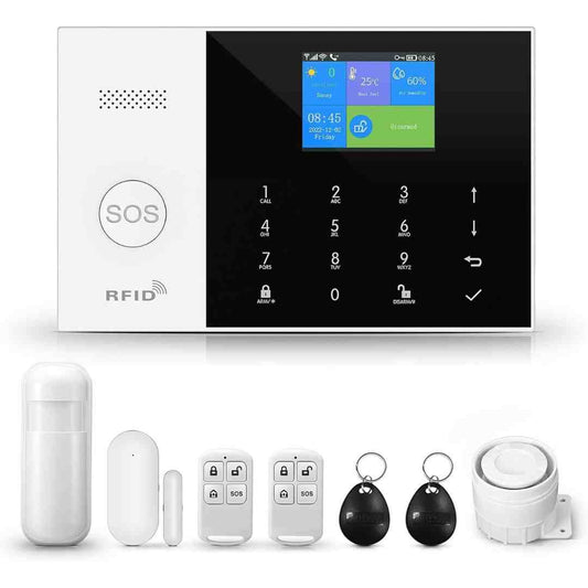 LX INDIA Smart Home Security Alarm Kit (4G-405) GSM Smart Home Security Alarm Kit, Wireless WiFi Home Alarm System with Siren, PIR Motion Sensor, Remote Controls