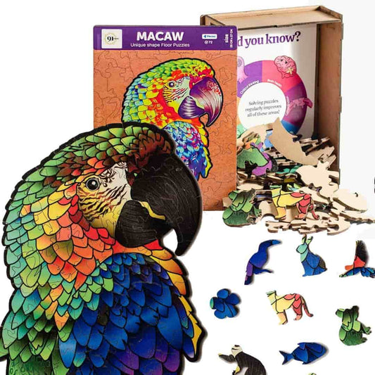 LX INDIA puzzle 91knots Macaw 72 Pieces Wooden Jigsaw Puzzle, Animal Shape Macaw Bird Puzzle for 6 Year Old Kids and Above