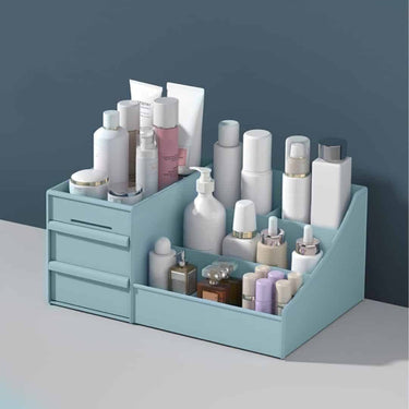 ALOXE Cosmetic Organizer Box Drawers Storage Plastic Stationary Box (Blue)