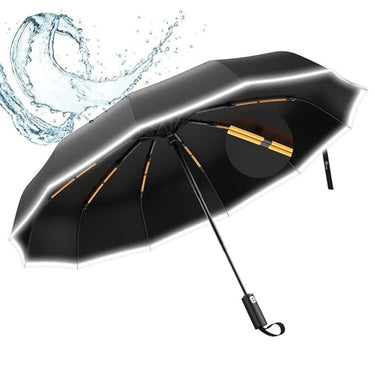 ANYCHO Big Umbrella for Men 3 Fold with Reflective Stripe Travel Umbrella