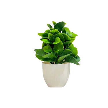 ATEVON Cotton White Pot Artificial Flower Plants