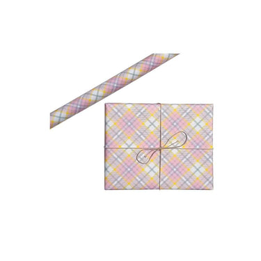 Aakar Pack of 5 Gift Wrapping Paper Sheet (Salmon Pink Checks)