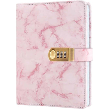 AccuPrints Marble Pattern Lock Diary Writing Notebook Pink