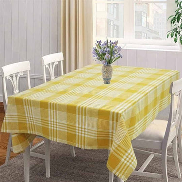 Airwill Cotton Checkered Pattern Square Table Cover Sized (56x56 inches) Yellow and White