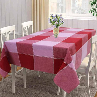 Airwill Cotton Checkered Square Table Cover (56x56 inches) Red and Pink