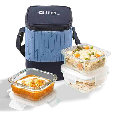 Allo Borosilicate Glass Lunch Box and Lunch Bag