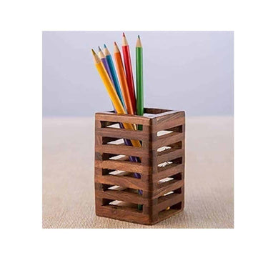 Artsio Craft Store Wooden Modern Pen Stand Holder Brown