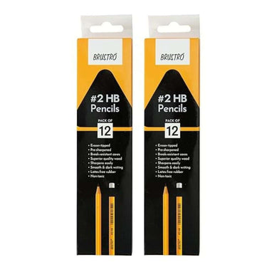 BRUSTRO 2 HB Extra Dark Pencil with Eraser Tip (24 Pencils)