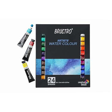 BRUSTRO Artists Watercolour Paint Set of 24 Colours X 12ML Tubes