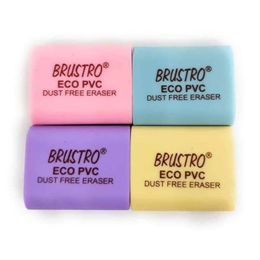 BRUSTRO ECO PVC dust Free Eraser Pack of 10 (Each Pack Contains 2 erasers)