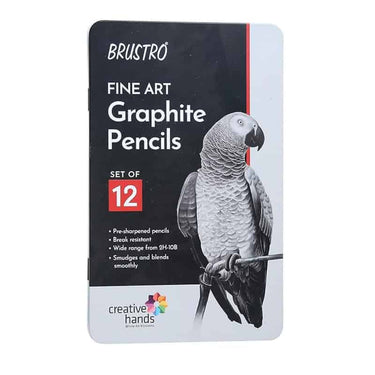 BRUSTRO Fine Art Graphite Pencil Set 10B  2H  Pack of 12