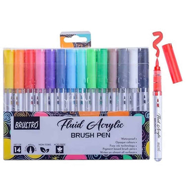 BRUSTRO Fluid Acrylic Brush Pen Set of 14