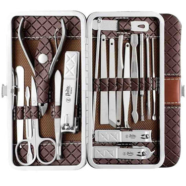 Beaute Secrets Essentials 18 Pieces Manicure Kit Tools for Feet (Brown)