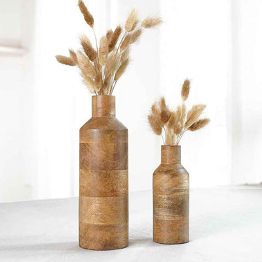 Behoma Wooden Flower Vase Bottle Shape Mango (Set of 2)