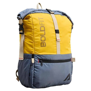 Boldfit Rolltop Bags for Mens 45 Ltrs+ Unfolded Overnight Backpack YellowGrey