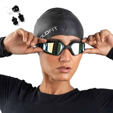 Boldfit Swimming Goggles With Ear Nose Plug Black