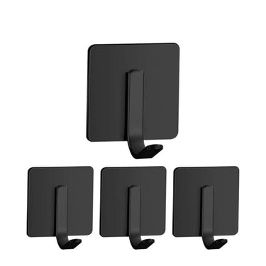 Boniry 4 Pack Wall Adhesive Hooks Waterproof Stainless Steel Wall Hook (Matt j Hook Black)