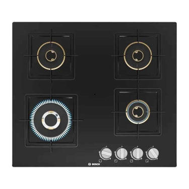 Bosch Built in Gas Hob Black Tempered glass Glass 4 Burner (PNH6B6F10I)