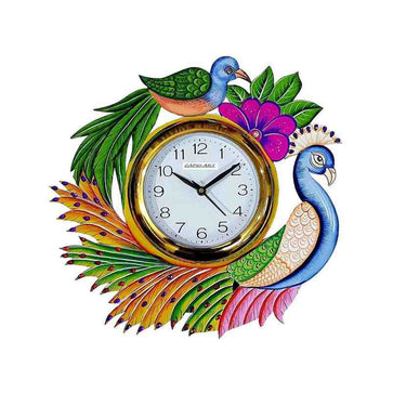 CAPIO ART Wooden Handmade Peacock Design Wall Clock