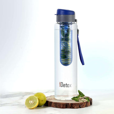 CELLO Detox Infuser Glass Water Bottle 750ml Blue