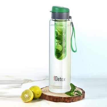 CELLO Detox Infuser Glass Water Bottle 750ml Green