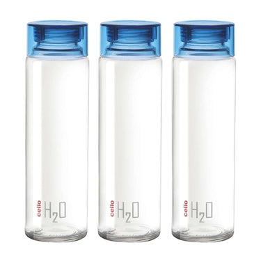 CELLO H2O Glass Fridge Water Bottle(Blue)