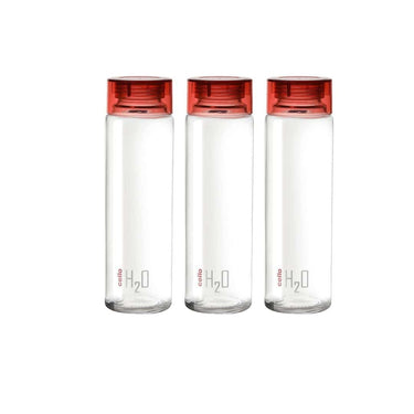 CELLO H2O Glass Fridge Water Bottle(Red)