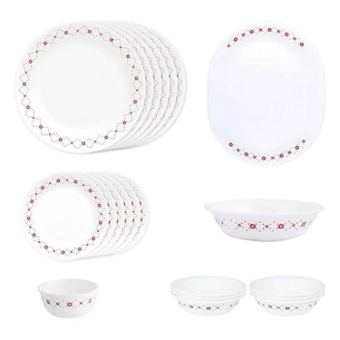 CORELLE Glass 21 Pc Round Dinner Set Crown (White)