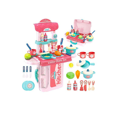 Cable World Plastic 3 in 1 Kitchen Play Set Toy (Pink)