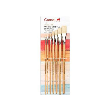 Camel Paint Brush Series 56 White Bristle Flat Set of 7