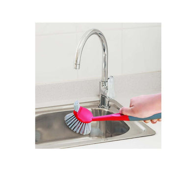 Cello Kleeno Dual Action Sink and Dish Brush(Pink and white) (pack of 2)