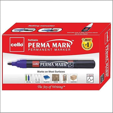 Cello Perma Mark Permanent Bold Black Marker Black Count of 10 (Pack of 3)