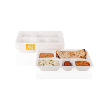 Clazkit 25 Pack 5 Compartment Bagasse Plates